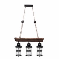 Distribuidor - Lâmpadas Diversas | Lâmpadas Rústicas | COLGANTE RUSTICO CORTIJO 3XE27 MARRON Ref: 124493002